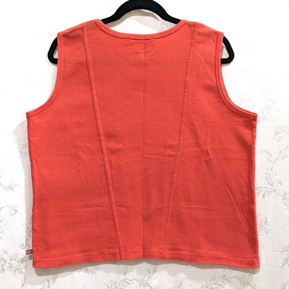 Cotton Sleeveless Fitted Tank Top Shell 1X Paneled Princess Seams Summer Orange - Picture 2 of 3